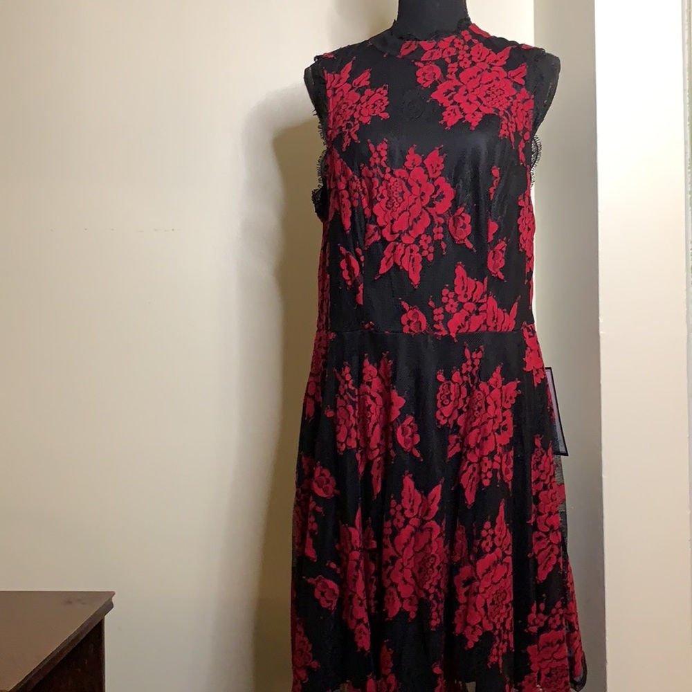 Red and Black lace dress